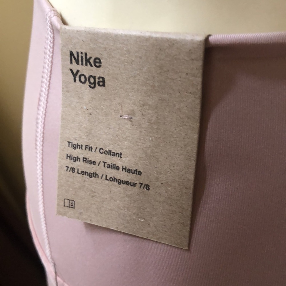 Nike Yoga womens M tight compression leggings Dusty Rose Pink w velvet trim. - Picture 8 of 10